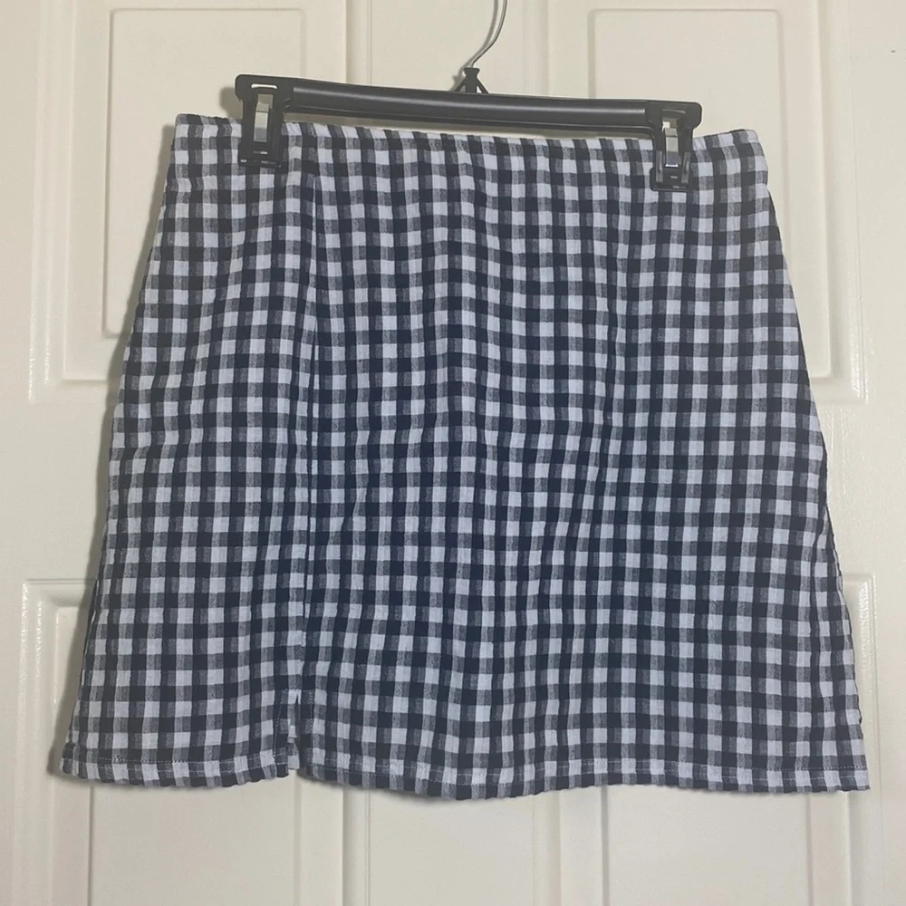 NWT American Eagle Gingham Front Slit Skirt